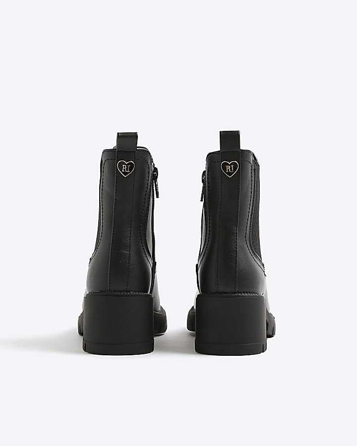 Girls Black Heeled Ankle Boots