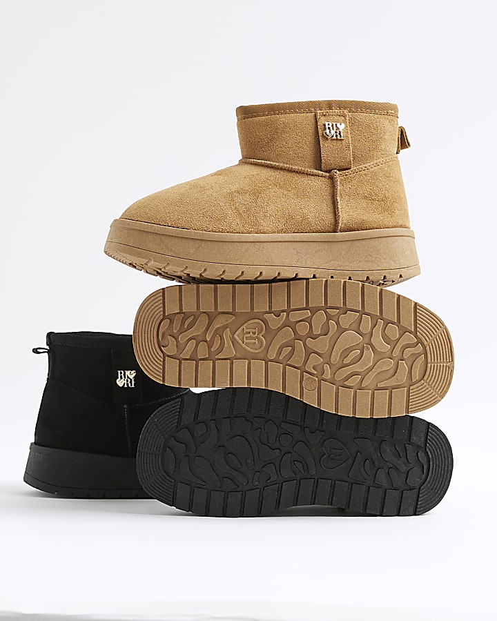 Girls Beige Faux Fur Lined Boots