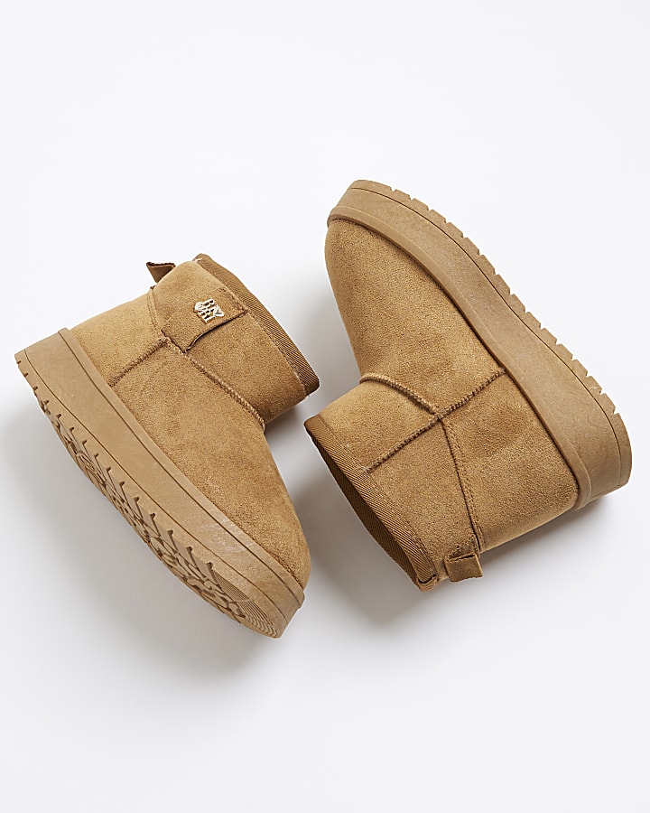 Girls Beige Faux Fur Lined Boots