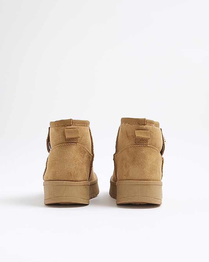 Girls Beige Faux Fur Lined Boots