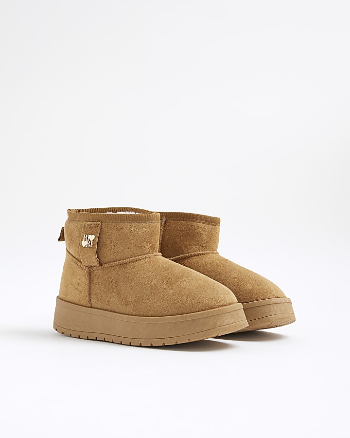 Girls Beige Faux Fur Lined Boots
