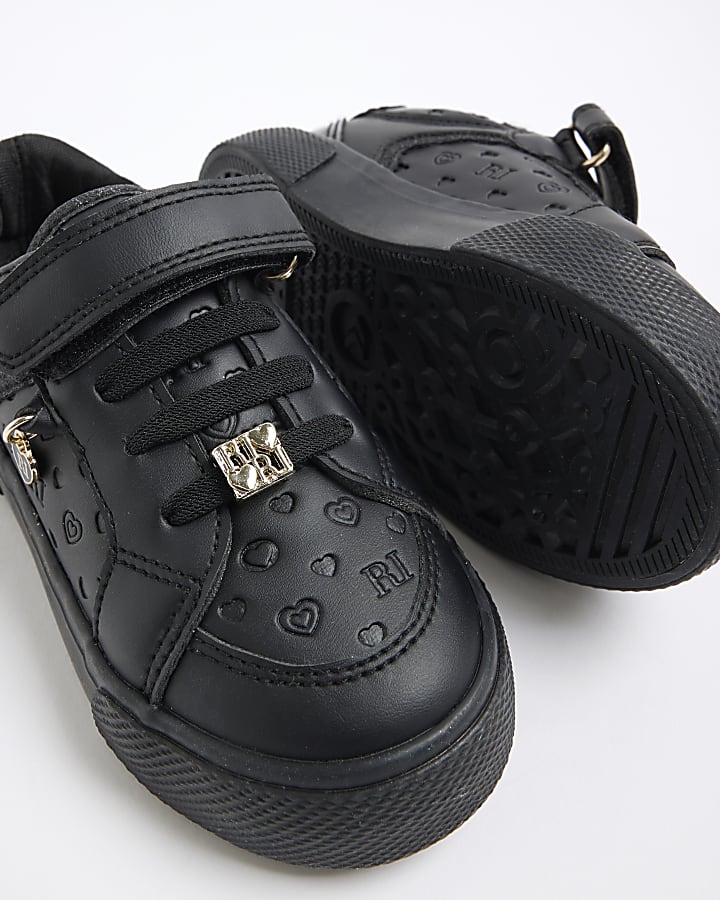 Mini Girls Black Monogram Velcro Trainers