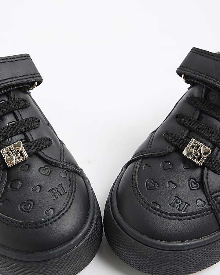 Mini Girls Black Monogram Velcro Trainers