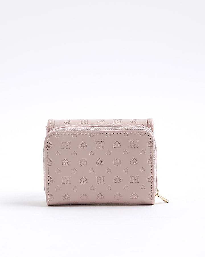 Girls Pink Monogram Heart lock Purse