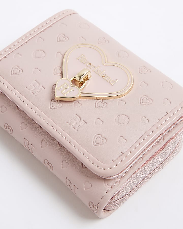 Girls Pink Monogram Heart lock Purse