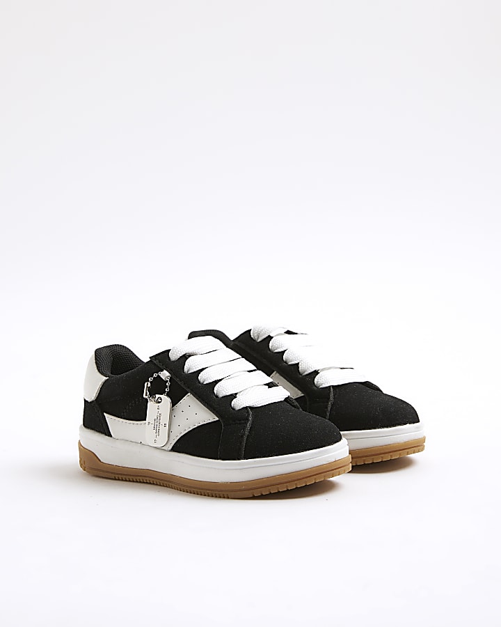 Mini Boys Black Lace Up Trainers