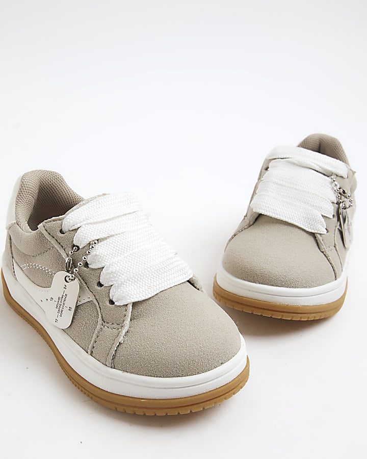 Mini Boys Grey Nubuck Lace Up Trainers