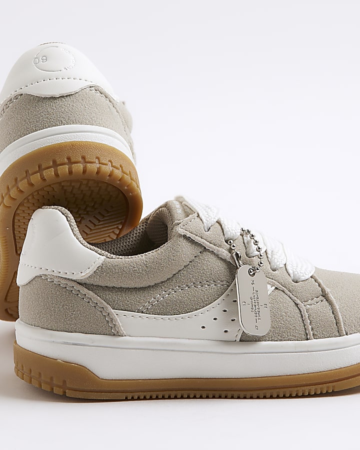 Mini Boys Grey Nubuck Lace Up Trainers