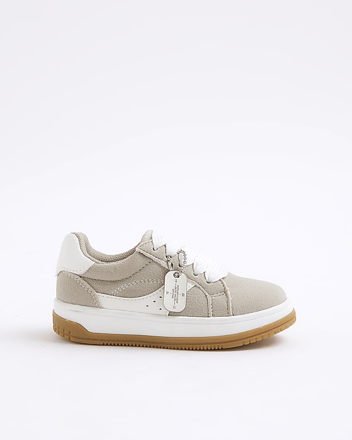 Mini Boys Grey Nubuck Lace Up Trainers