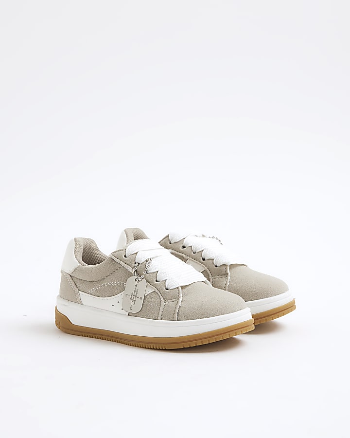 Mini Boys Grey Nubuck Lace Up Trainers