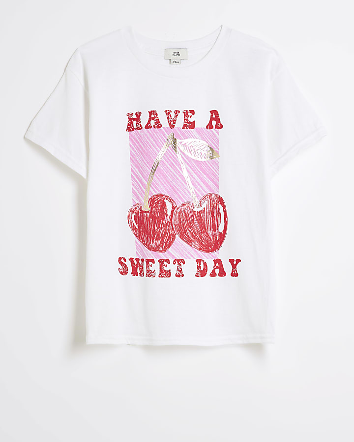 Girls White Cherry T-Shirt