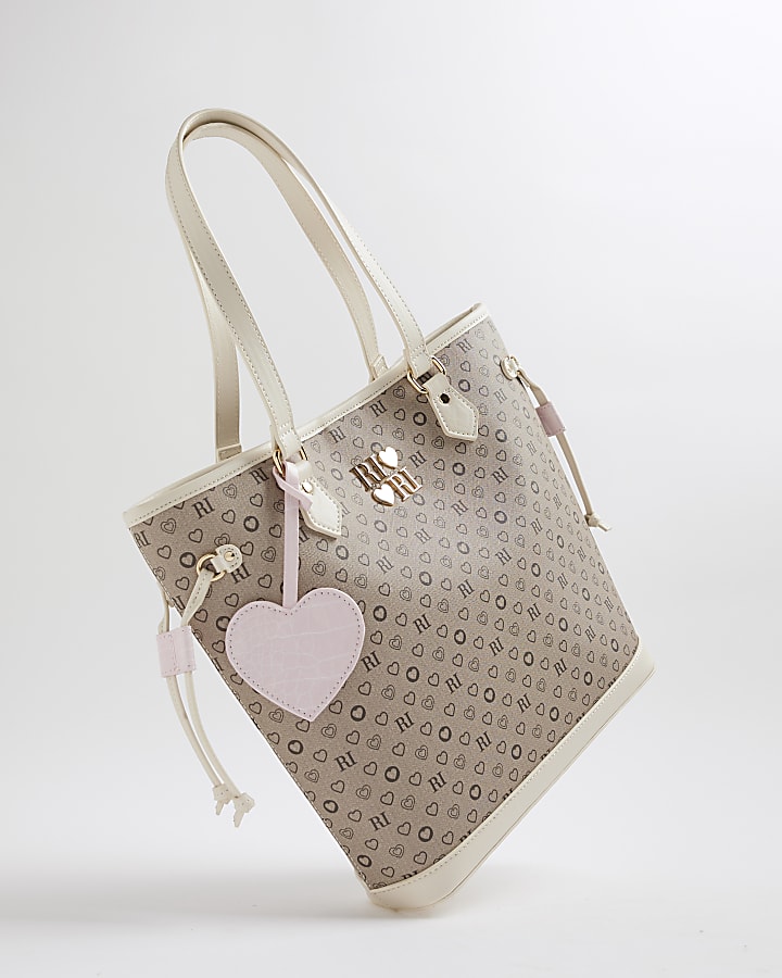 Girls Brown Monogram Shopper Bag