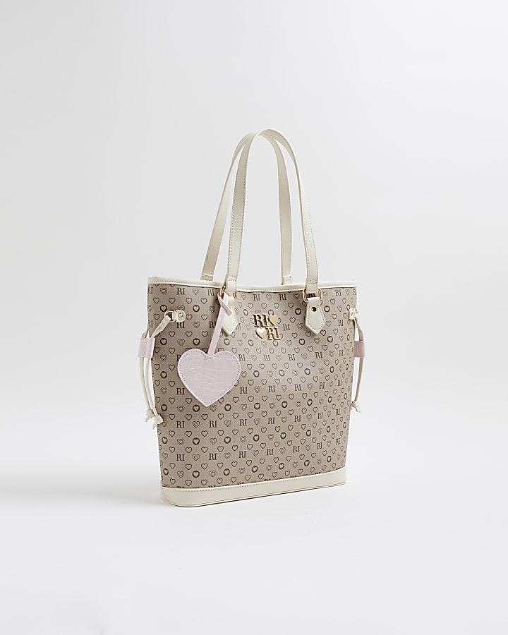 Girls Brown Monogram Shopper Bag