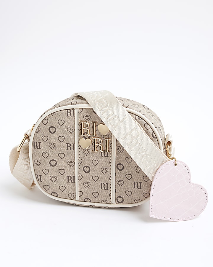 Girls Brown Monogram Curve Cross Body Bag