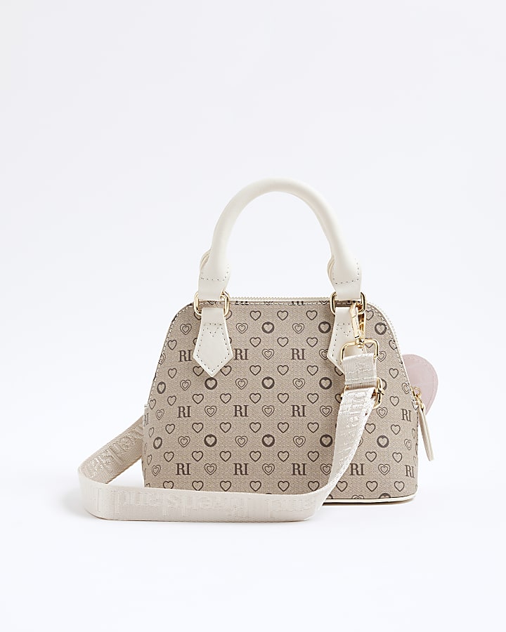 Girls Brown Monogram Tote Bag