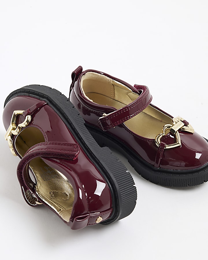 Mini Girls Red Heart Snaffle Mary Jane Shoes