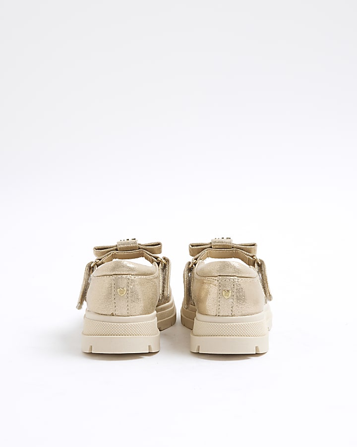 Mini Girls Gold Interchangeable Strap Shoes
