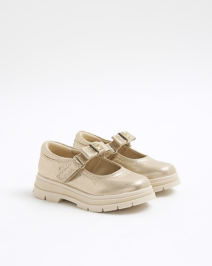 Mini Girls Gold Interchangeable Strap Shoes
