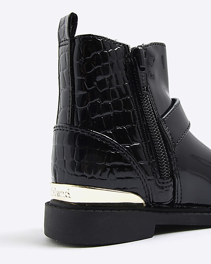 Mini Girls Black Heart Bow Chelsea Boots