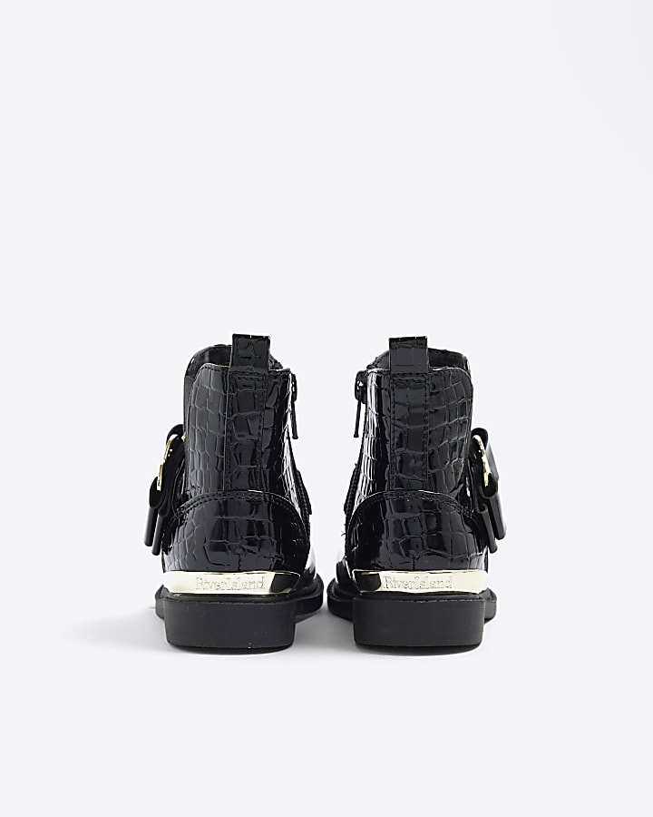 Mini Girls Black Heart Bow Chelsea Boots