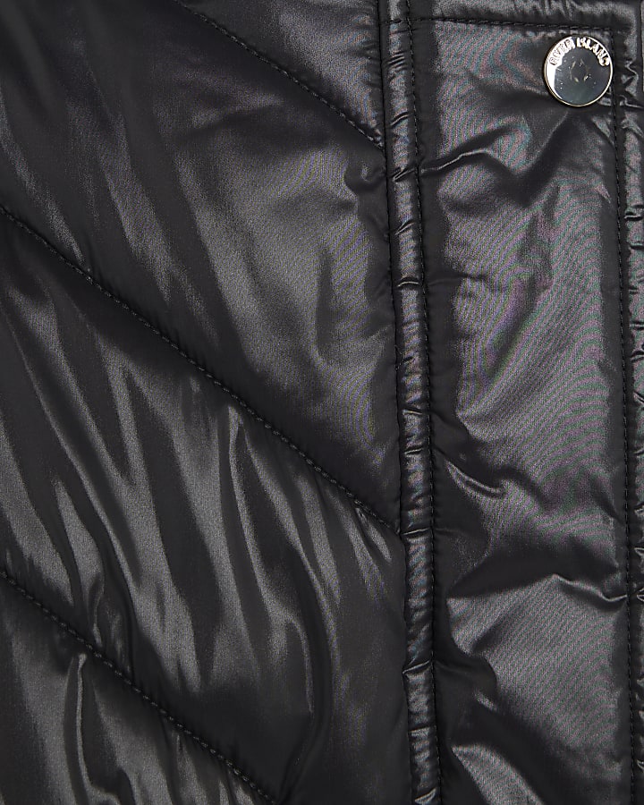 Girls Black Longline Padded Jacket
