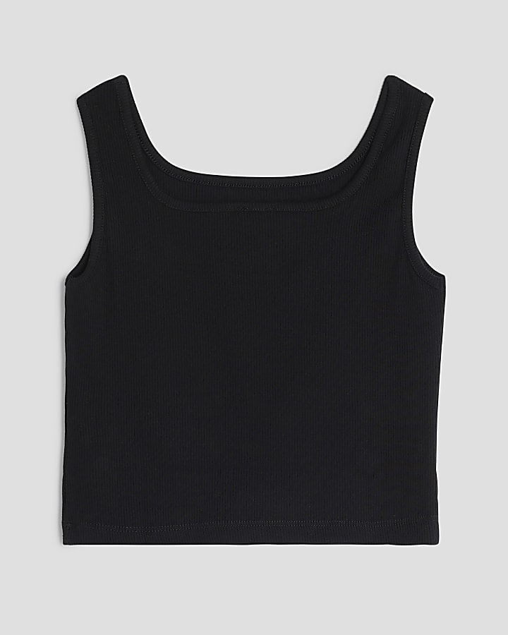Girls Black Blue Bow Tank Top