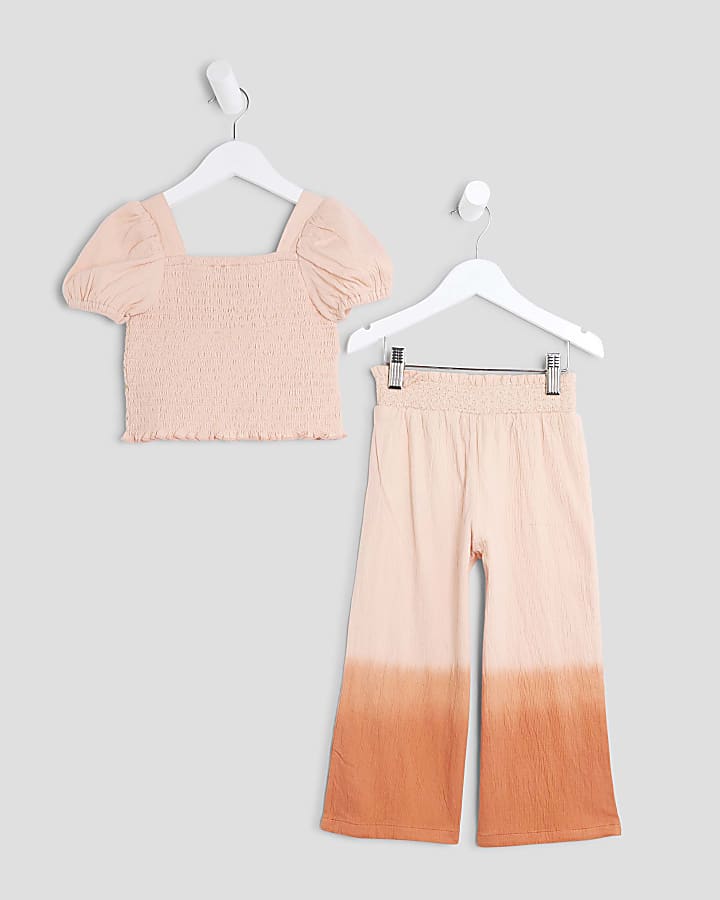Mini Girls Orange Ombre Sequin Top Set