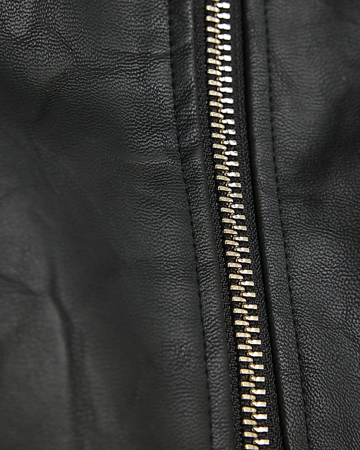 Girls Black Faux Leather Biker Jacket