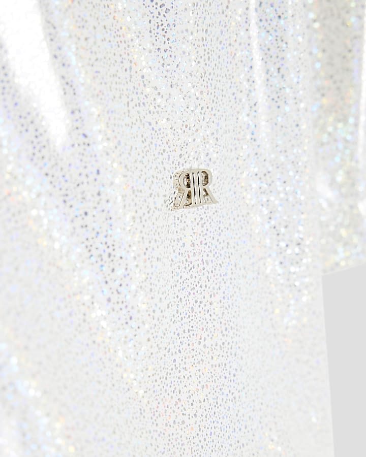 Girls White Glitter Rain Mac