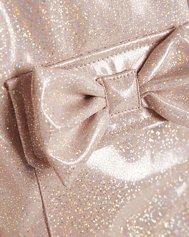 Mini Girls Pink Bow Glitter Rain Mac
