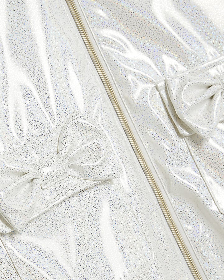 Mini Girls White Bow Glitter Raincoat