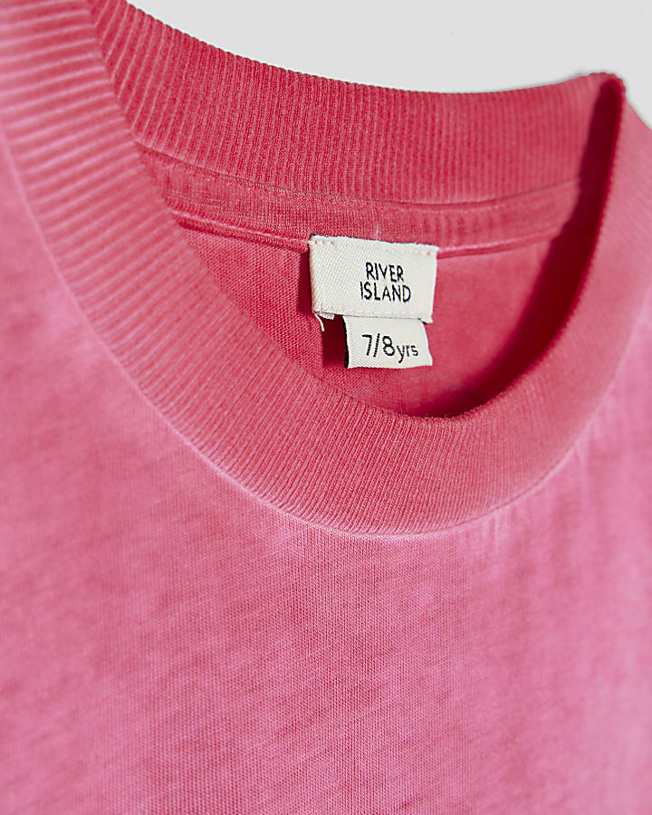 Boys Pink Oil Washed Gothic T-shirt