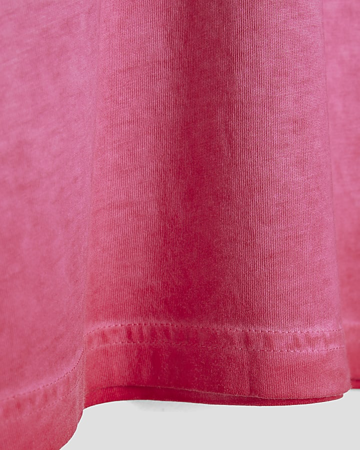 Mini Boys Pink Oil Washed Gothic T-Shirt
