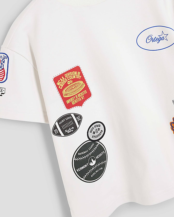 Mini Boys White Badge Varsity T-Shirt Set
