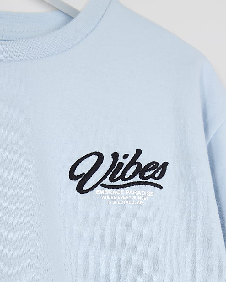 Mini Boys Blue Vibes Graphic T-Shirt Set
