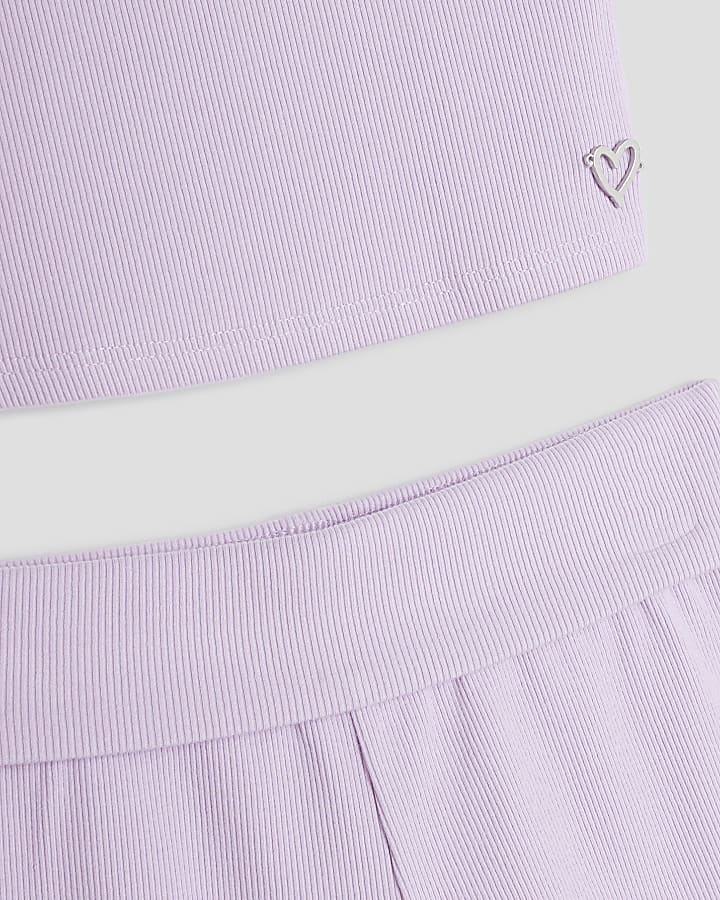 Girls Purple Top And Shorts Set