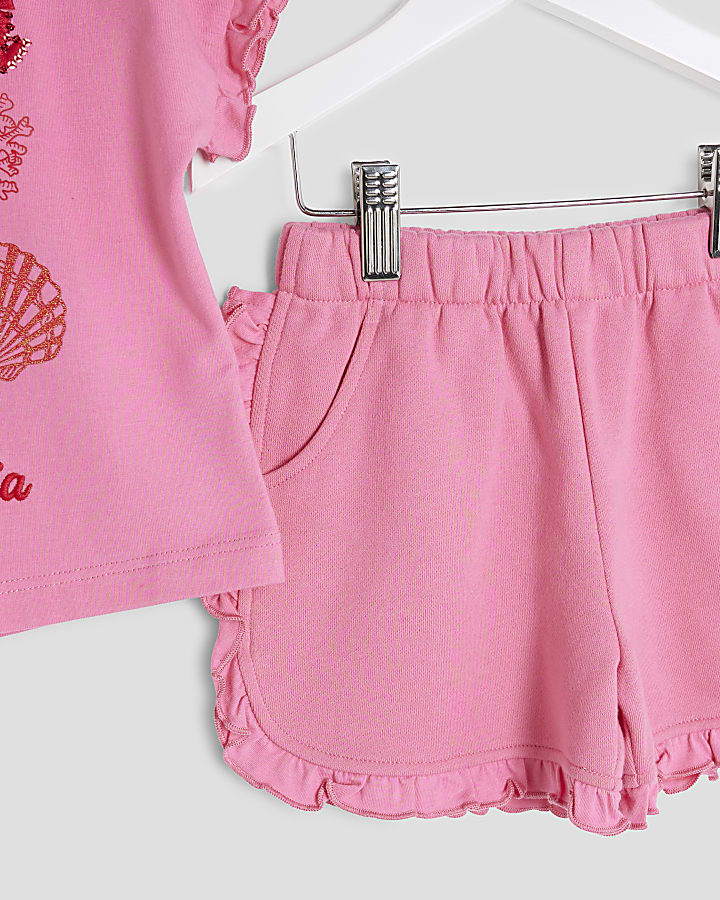 Mini Girls Pink Shell T-Shirt Runner Set