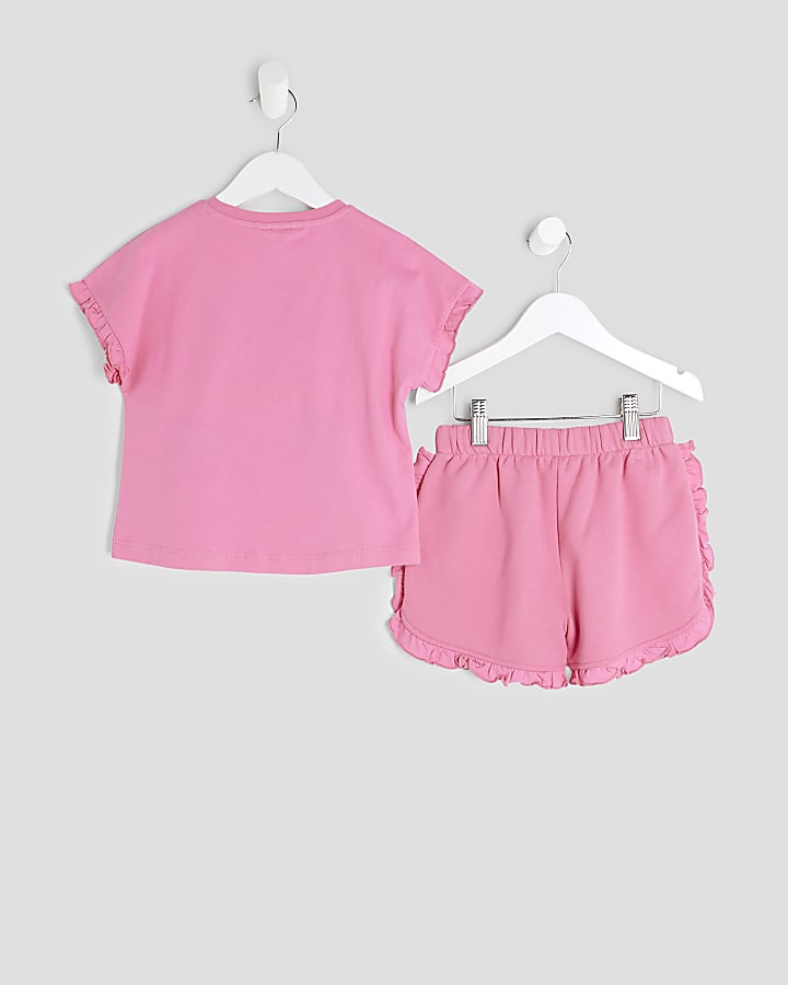 Mini Girls Pink Shell T-Shirt Runner Set