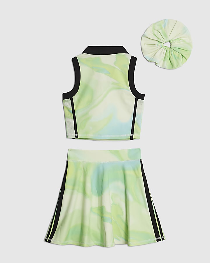 Girls Lime RI Active Abstract Print Skirt Set