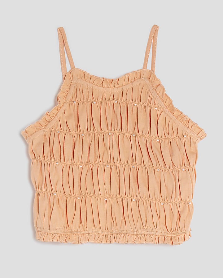 Girls Coral Halter Neck Top