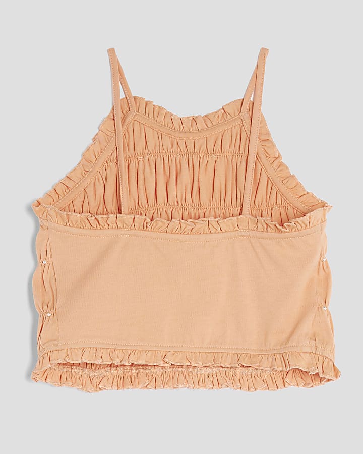Girls Coral Halter Neck Top