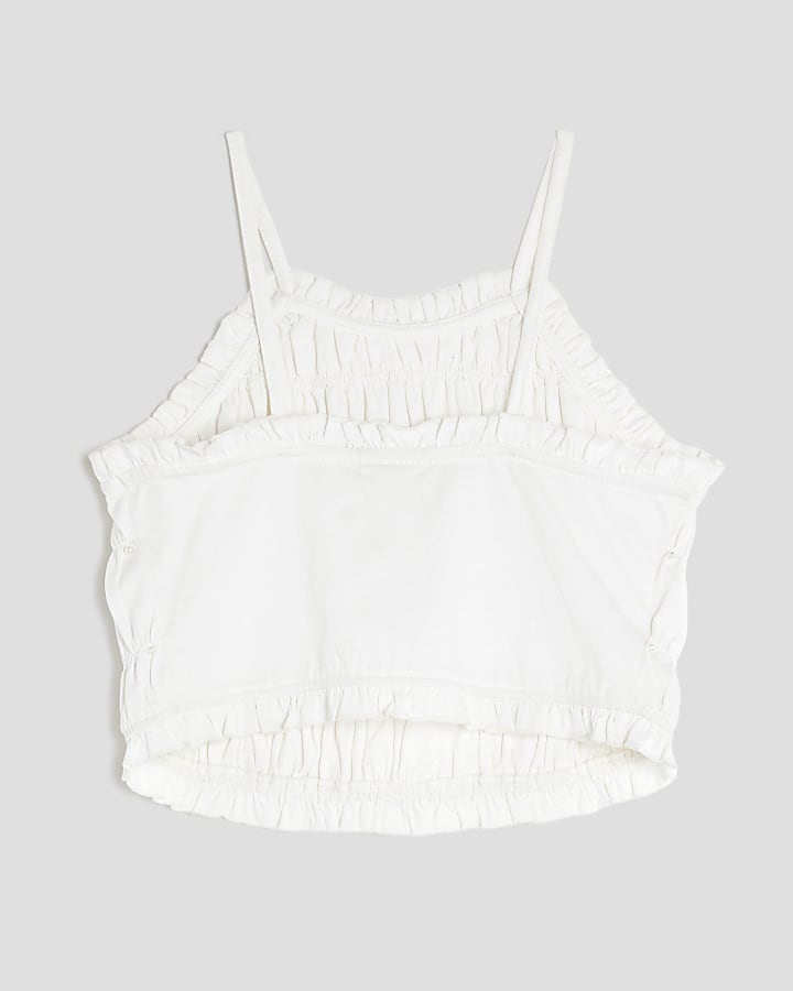 Girls Cream Pearl Halter Neck Top