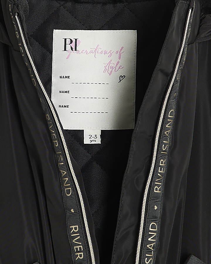 Mini Girls Black Peplum Rain Mac