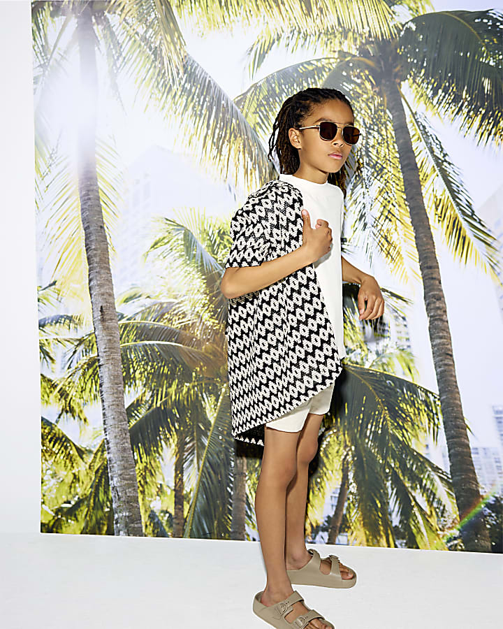 Boys Black Diamond Crochet Shirt