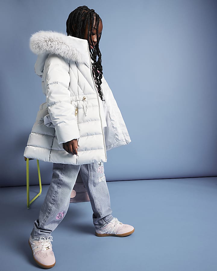 Girls Grey Padded Coat