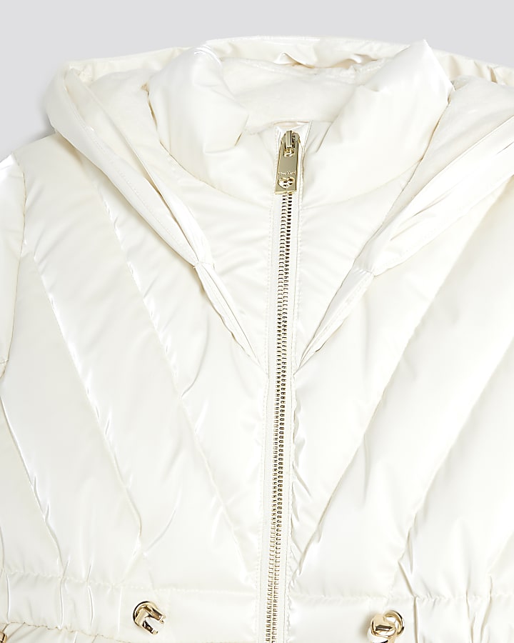 Girls Cream Padded Coat