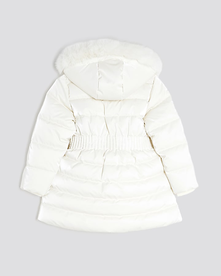 Girls Cream Padded Coat