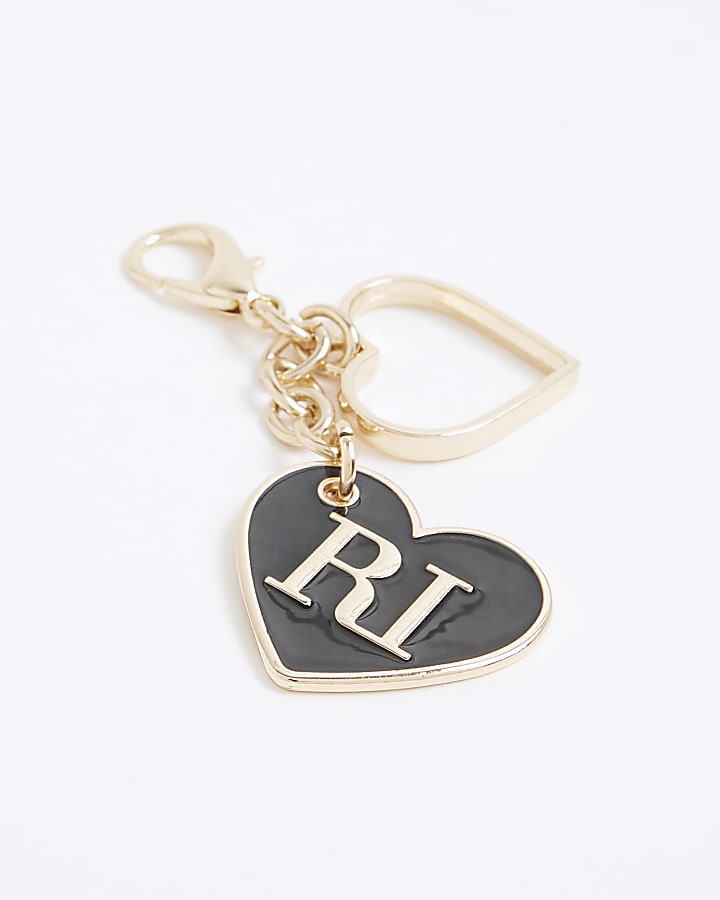 Girls Black Charm Flower Heart Chain Loafers