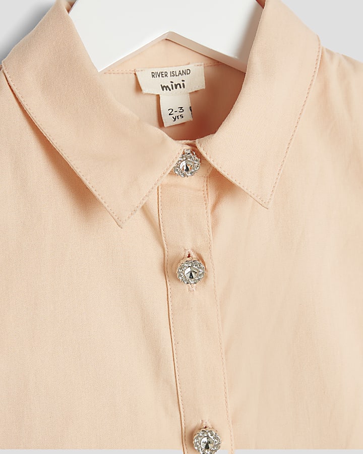 Mini Girls Orange Button Down Shirt Dress