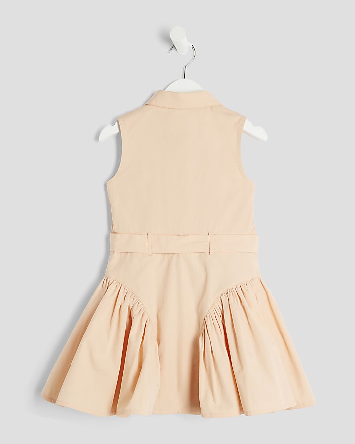 Mini Girls Orange Button Down Shirt Dress